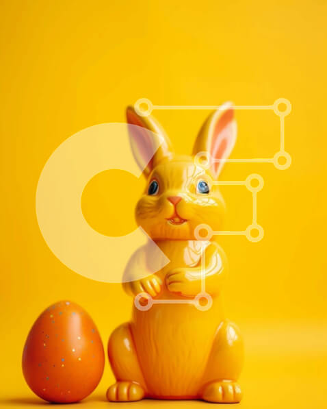 Intra Συλλεκτικό Ξύλινο Παζλ Plywood  4mm - Ειδώλιο λαγουδάκι και πορτοκαλί αυγό για τις γιορτές του Πάσχα Σε Ξύλινο Κουτί - Διαστάσεις: 10x10 cm – 25 κομμάτια