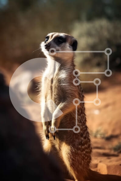 Σετ των 2 Intra Συλλεκτικό Ξύλινο Παζλ Plywood  4mm - Όμορφη εικόνα μιας σουρικάτας που στέκεται στα πίσω πόδια της κοιτάζοντας μακριά Σε Ξύλινο Κουτί - Διαστάσεις: 10x10 cm – 25 κομμάτια