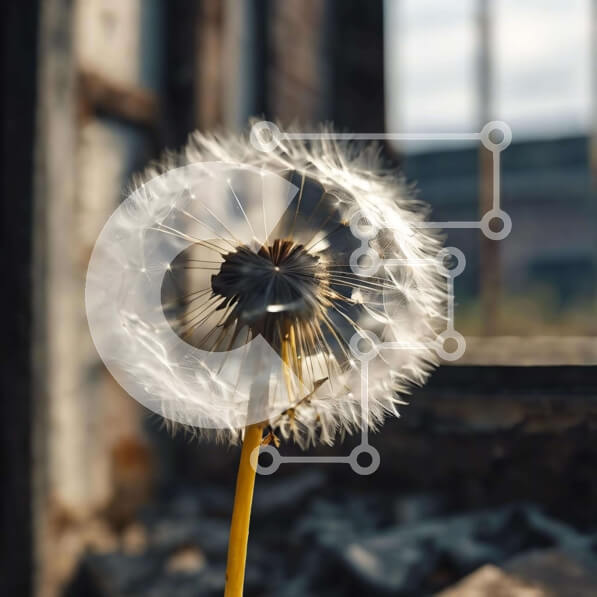 Intra Συλλεκτικό Ξύλινο Παζλ Plywood  4mm - Μοναχική πικραλίδα σε εγκαταλελειμμένο κτίριο Σε Ξύλινο Κουτί - Διαστάσεις: 10x10 cm – 25 κομμάτια