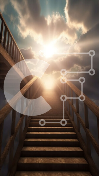 Intra Συλλεκτικό Ξύλινο Παζλ Plywood  4mm - Όμορφη εικόνα μιας σκάλας που οδηγεί στον ουρανό με σύννεφα στο φόντο Σε Ξύλινο Κουτί - Διαστάσεις Puzzle: 10x10 cm – 25 κομμάτια