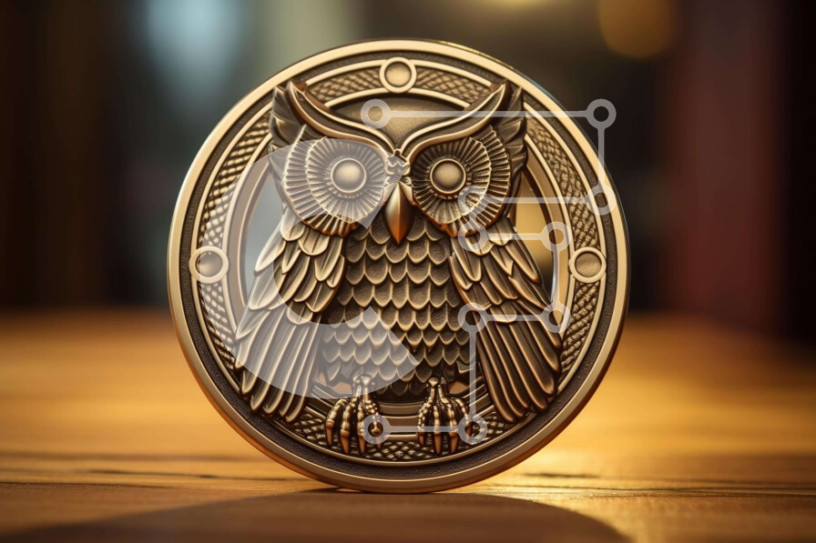 Intra Συλλεκτικό Ξύλινο Παζλ Plywood  4mm - Κέρμα σε σχήμα κουκουβάγιας σε ξύλινο τραπέζι Σε Ξύλινο Κουτί - Διαστάσεις: 10x10 cm – 25 κομμάτια