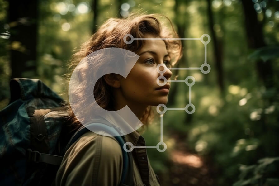 Intra Συλλεκτικό Ξύλινο Παζλ Plywood  4mm - Όμορφη εικόνα μιας γυναίκας σε ένα γαλήνιο δάσος Σε Ξύλινο Κουτί - Διαστάσεις: 10x10 cm – 25 κομμάτια