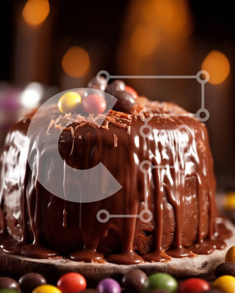 Σετ των 2 Intra Συλλεκτικό Ξύλινο Παζλ Plywood  4mm - Λαχταριστό κέικ σοκολάτας με ψιλόβροχο και πολύχρωμες καραμέλες Σε Ξύλινο Κουτί - Διαστάσεις: 10x10 cm – 25 κομμάτια