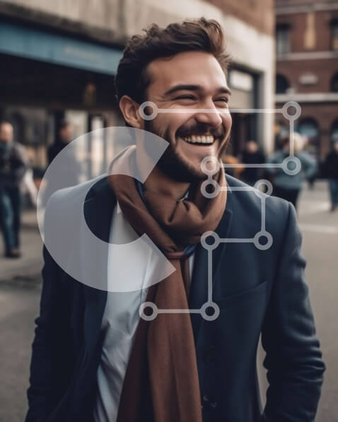 Intra Συλλεκτικό Ξύλινο Παζλ Plywood  4mm - Επιχειρηματίας με το σακίδιο στο δρόμο της πόλης Σε Ξύλινο Κουτί - Διαστάσεις Puzzle: 10x10 cm – 25 κομμάτια