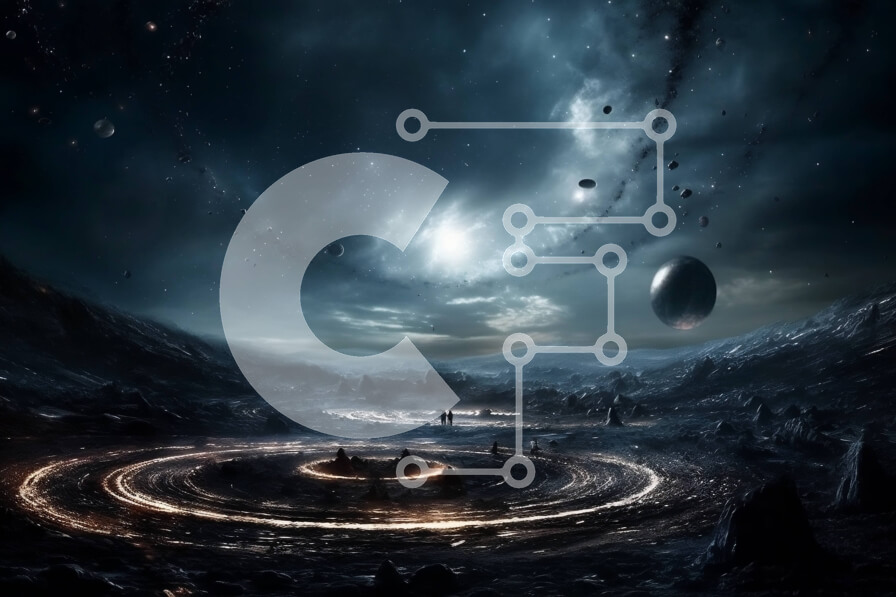 Intra Συλλεκτικό Ξύλινο Παζλ Plywood  4mm - Απόκοσμη και μυστηριώδης εικόνα ενός φουτουριστικού τοπίου με κυκλική δομή Σε Ξύλινο Κουτί - Διαστάσεις Puzzle: 10x10 cm – 25 κομμάτια