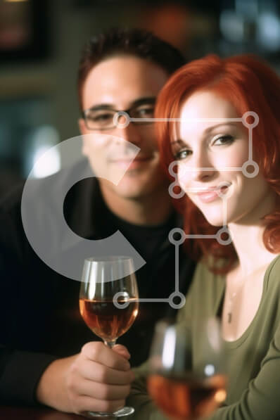 Intra Συλλεκτικό Ξύλινο Παζλ Plywood  4mm - Νεαρό ζευγάρι που απολαμβάνει κρασί σε ένα μπαρ Σε Ξύλινο Κουτί - Διαστάσεις Puzzle: 10x10 cm – 25 κομμάτια