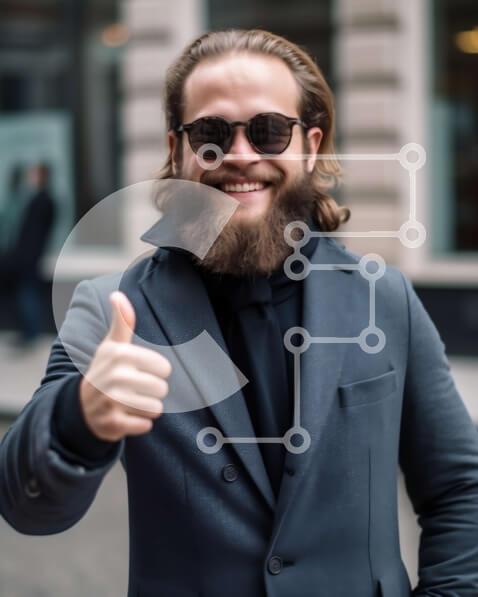 Intra Συλλεκτικό Ξύλινο Παζλ Plywood  4mm - Κομψός άντρας λέει μπράβο στην πολυσύχναστη οδό της πόλης Σε Ξύλινο Κουτί - Διαστάσεις Puzzle: 10x10 cm – 25 κομμάτια