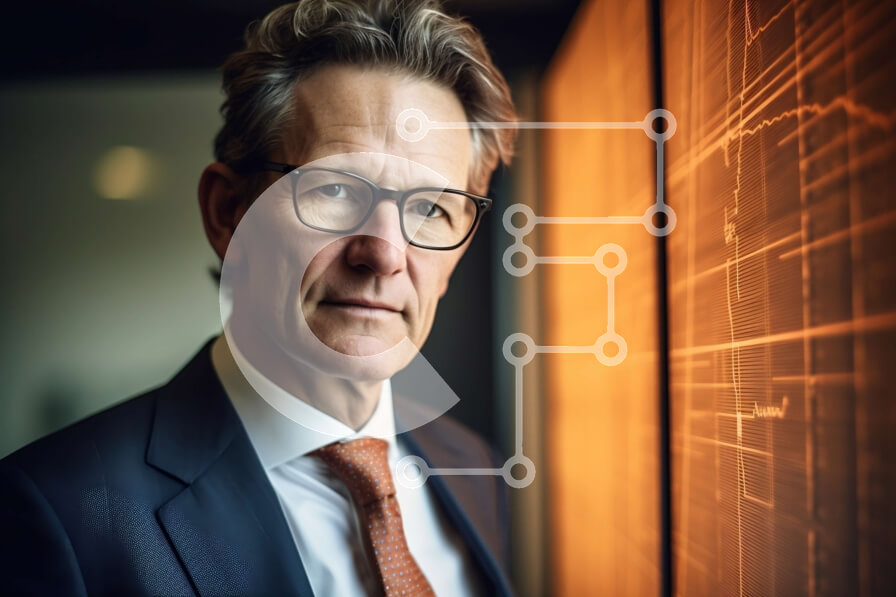 Intra Συλλεκτικό Ξύλινο Παζλ Plywood  4mm - Σοβαρός επιχειρηματίας μπροστά από τον τοίχο γραφημάτων Σε Ξύλινο Κουτί - Διαστάσεις Puzzle: 10x10 cm – 25 κομμάτια