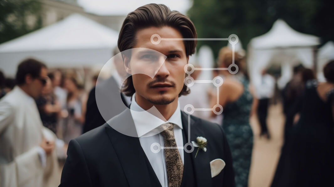 Intra Συλλεκτικό Ξύλινο Παζλ Plywood  4mm - Άνδρας με αυτοπεποίθηση με μαύρο κοστούμι και λευκό πουκάμισο απέναντι από την κάμερα Σε Ξύλινο Κουτί - Διαστάσεις Puzzle: 10x10 cm – 25 κομμάτια