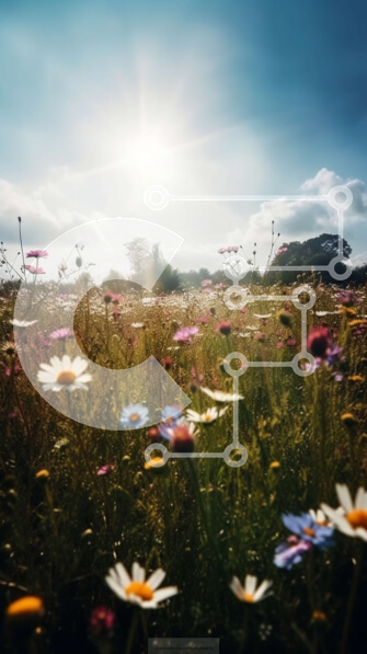 Σετ των 2 Intra Συλλεκτικό Ξύλινο Παζλ Plywood  4mm - Όμορφη εικόνα ενός χωραφιού με αγριολούλουδα σε πλήρη άνθιση Σε Ξύλινο Κουτί - Διαστάσεις: 10x10 cm – 25 κομμάτια