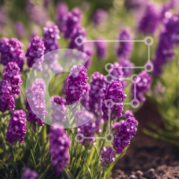 Intra Συλλεκτικό Ξύλινο Παζλ Plywood  4mm - Μωβ λουλούδια λεβάντας στο έδαφος Σε Ξύλινο Κουτί - Διαστάσεις: 10x10 cm – 25 κομμάτια