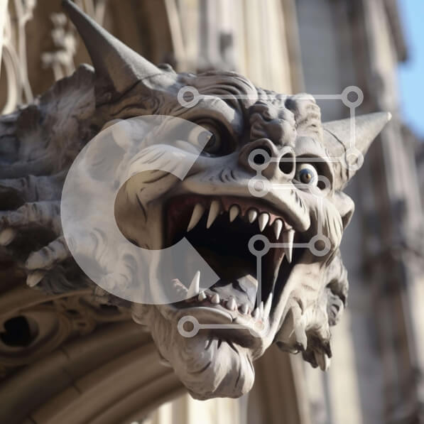 Intra Συλλεκτικό Ξύλινο Παζλ Plywood  4mm - Gargoyle Head στο παλιό κτίριο Σε Ξύλινο Κουτί - Διαστάσεις Puzzle: 10x10 cm – 25 κομμάτια