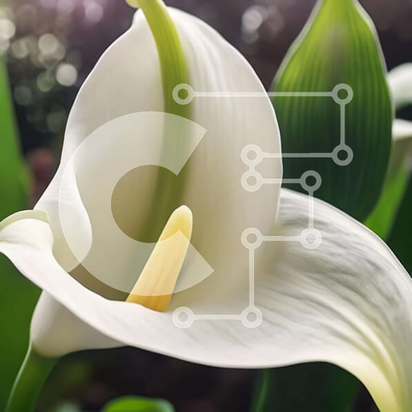 Intra Συλλεκτικό Ξύλινο Παζλ Plywood  4mm - Λευκός κρίνος Calla με πράσινα φύλλα και κίτρινους στήμονες Σε Ξύλινο Κουτί - Διαστάσεις: 10x10 cm – 25 κομμάτια