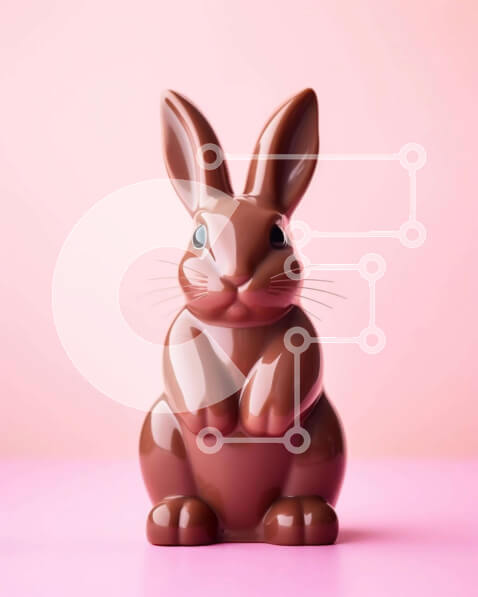 Intra Συλλεκτικό Ξύλινο Παζλ Plywood  4mm - Σοκολατένιο ειδώλιο λαγουδάκι σε ροζ φόντο Σε Ξύλινο Κουτί - Διαστάσεις: 10x10 cm – 25 κομμάτια