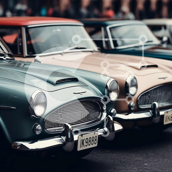 Intra Συλλεκτικό Ξύλινο Παζλ Plywood  4mm - Vintage αυτοκίνητα παρκαρισμένα στην άκρη του δρόμου Σε Ξύλινο Κουτί - Διαστάσεις Puzzle: 10x10 cm – 25 κομμάτια