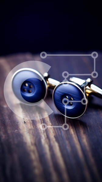 Intra Συλλεκτικό Ξύλινο Παζλ Plywood  4mm - Χρυσά και ασημένια μανικετόκουμπα με μπλε κουμπιά σε ξύλινη επιφάνεια Σε Ξύλινο Κουτί - Διαστάσεις Puzzle: 10x10 cm – 25 κομμάτια