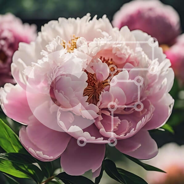 Intra Συλλεκτικό Ξύλινο Παζλ Plywood  4mm - Ανθισμένο ροζ λουλούδι παιώνιας με πράσινα φύλλα Σε Ξύλινο Κουτί - Διαστάσεις: 10x10 cm – 25 κομμάτια