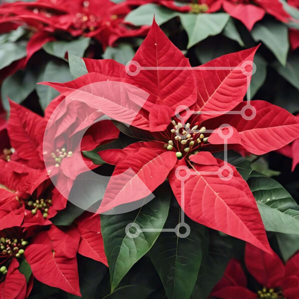 Intra Συλλεκτικό Ξύλινο Παζλ Plywood  4mm - Ομάδα κόκκινων λουλουδιών Poinsettia σε διακοσμητική γλάστρα Σε Ξύλινο Κουτί - Διαστάσεις: 10x10 cm – 25 κομμάτια