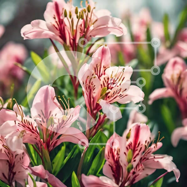 Intra Συλλεκτικό Ξύλινο Παζλ Plywood  4mm - Ομάδα ανθισμένα ροζ λουλούδια σε έναν κήπο Σε Ξύλινο Κουτί - Διαστάσεις: 10x10 cm – 25 κομμάτια