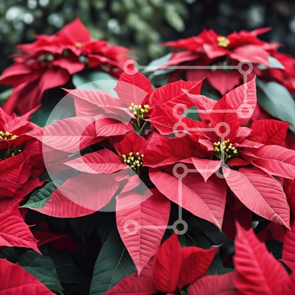 Intra Συλλεκτικό Ξύλινο Παζλ Plywood  4mm - Κόκκινα φυτά Poinsettia στον κήπο Σε Ξύλινο Κουτί - Διαστάσεις: 10x10 cm – 25 κομμάτια