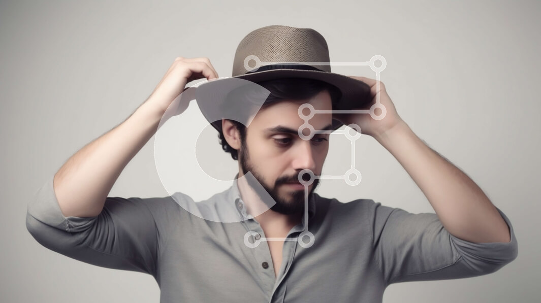 Intra Συλλεκτικό Ξύλινο Παζλ Plywood  4mm - Στοκ Φωτογραφία ενός όμορφου άνδρα που φορά ένα καπέλο Σε Ξύλινο Κουτί - Διαστάσεις Puzzle: 10x10 cm – 25 κομμάτια