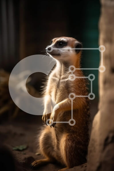 Σετ των 2 Intra Συλλεκτικό Ξύλινο Παζλ Plywood  4mm - Αξιολάτρευτο Meerkat που στέκεται στα πίσω πόδια Σε Ξύλινο Κουτί - Διαστάσεις: 10x10 cm – 25 κομμάτια