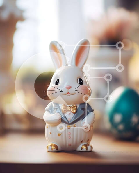 Intra Συλλεκτικό Ξύλινο Παζλ Plywood  4mm - Άσπρο ειδώλιο λαγουδάκι στο πασχαλινό αυγό Σε Ξύλινο Κουτί - Διαστάσεις: 10x10 cm – 25 κομμάτια