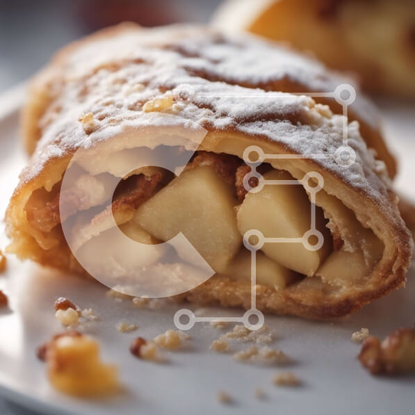 Σετ των 2 Intra Συλλεκτικό Ξύλινο Παζλ Plywood  4mm - Λαχταριστό ζαχαροπλαστείο με μήλα σε φέτες και ζάχαρη άχνη Σε Ξύλινο Κουτί - Διαστάσεις: 10x10 cm – 25 κομμάτια