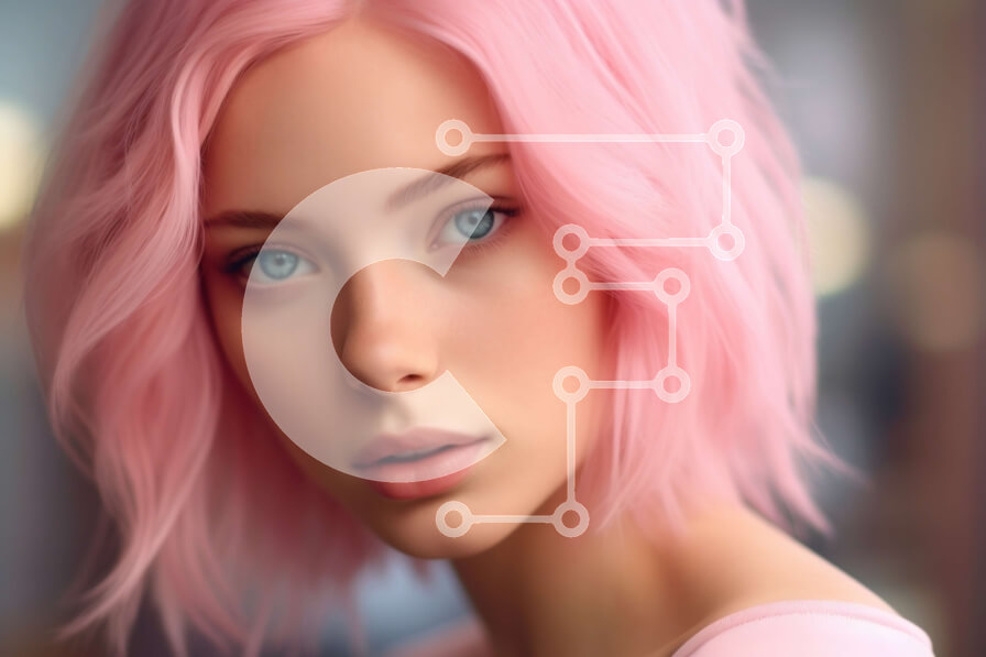 Intra Συλλεκτικό Ξύλινο Παζλ Plywood  4mm - Όμορφη εικόνα μιας γυναίκας με ροζ μαλλιά και μπλε μάτια Σε Ξύλινο Κουτί - Διαστάσεις Puzzle: 10x10 cm – 25 κομμάτια