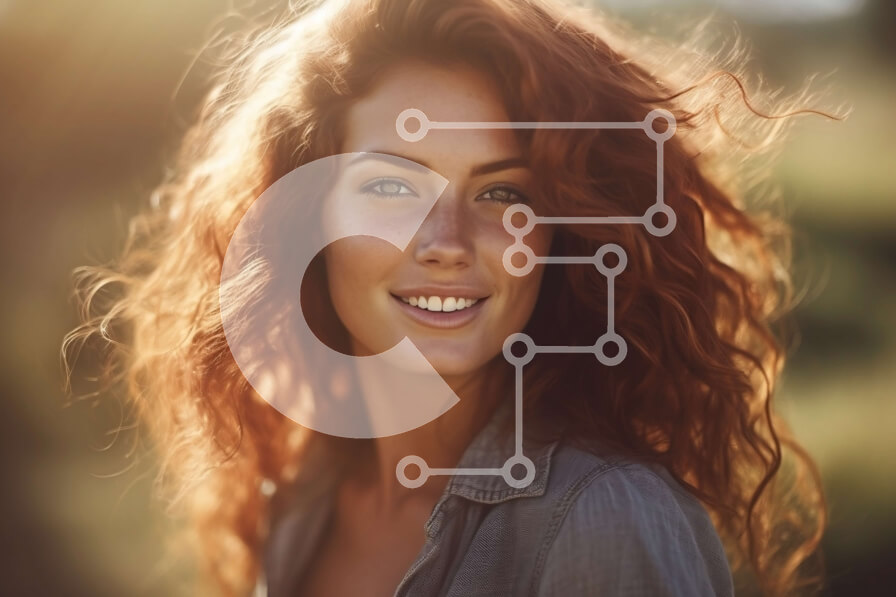 Intra Συλλεκτικό Ξύλινο Παζλ Plywood  4mm - Υπέροχη κοκκινομάλλα γυναίκα με μακριά μαλλιά και ένα ζεστό χαμόγελο Σε Ξύλινο Κουτί - Διαστάσεις Puzzle: 10x10 cm – 25 κομμάτια