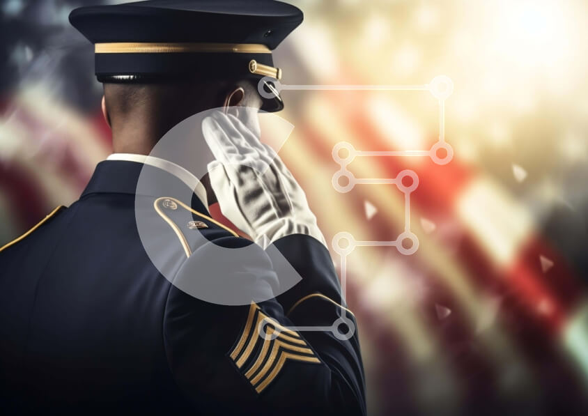 Intra Συλλεκτικό Ξύλινο Παζλ Plywood  4mm - Στρατιωτικός άνδρας που χαιρετίζει τη σημαία των ΗΠΑ Σε Ξύλινο Κουτί - Διαστάσεις Puzzle: 10x10 cm – 25 κομμάτια