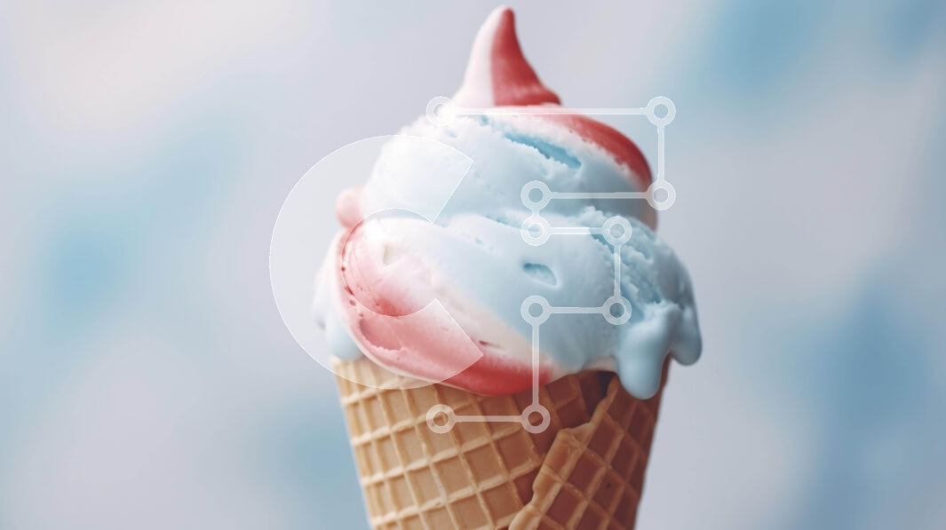 Σετ των 2 Intra Συλλεκτικό Ξύλινο Παζλ Plywood  4mm - Κόκκινο, λευκό και μπλε χωνάκι παγωτού σε κύπελλο με χωνάκια βάφλα Σε Ξύλινο Κουτί - Διαστάσεις: 10x10 cm – 25 κομμάτια