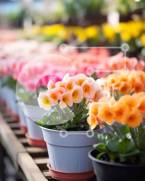 Intra Συλλεκτικό Ξύλινο Παζλ Plywood  4mm - Πολύχρωμα λουλούδια σε γλάστρες στην αγορά λουλουδιών Σε Ξύλινο Κουτί - Διαστάσεις: 10x10 cm – 25 κομμάτια