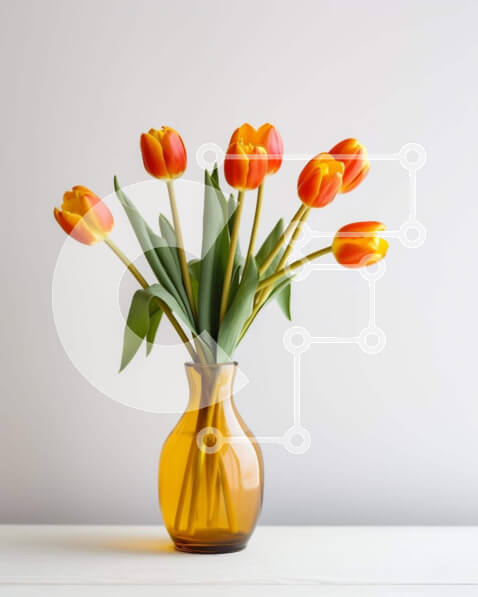 Intra Συλλεκτικό Ξύλινο Παζλ Plywood  4mm - Πορτοκαλί τουλίπες σε γυάλινο βάζο Σε Ξύλινο Κουτί - Διαστάσεις: 10x10 cm – 25 κομμάτια