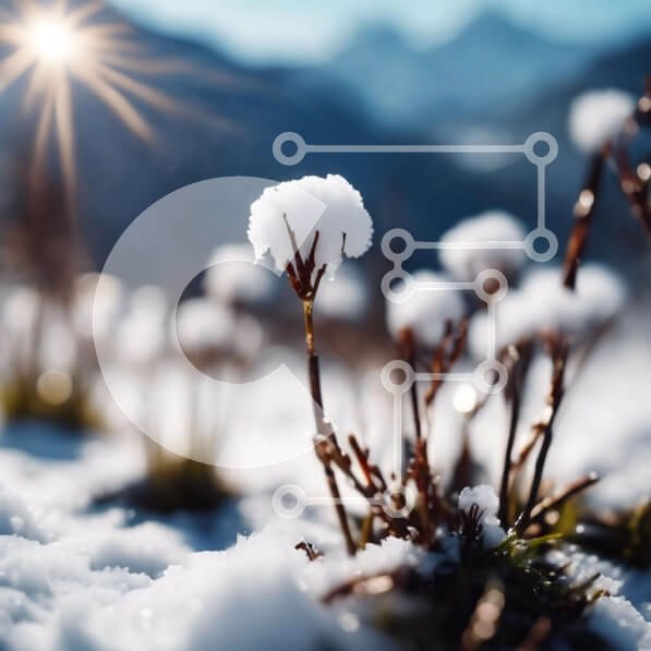 Intra Συλλεκτικό Ξύλινο Παζλ Plywood  4mm - Χιονισμένο χωράφι με φυτά και λουλούδια Σε Ξύλινο Κουτί - Διαστάσεις: 10x10 cm – 25 κομμάτια