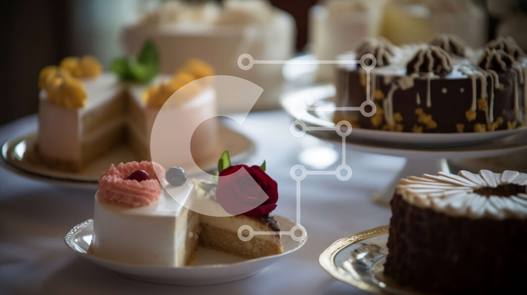 Σετ των 2 Intra Συλλεκτικό Ξύλινο Παζλ Plywood  4mm - Νόστιμα κέικ και επιδόρπια σε ένα όμορφα στρωμένο τραπέζι Σε Ξύλινο Κουτί - Διαστάσεις: 10x10 cm – 25 κομμάτια