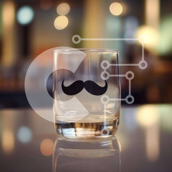 Intra Συλλεκτικό Ξύλινο Παζλ Plywood  4mm - Άδειο ποτήρι με σχέδιο μουστάκι Σε Ξύλινο Κουτί - Διαστάσεις: 10x10 cm – 25 κομμάτια