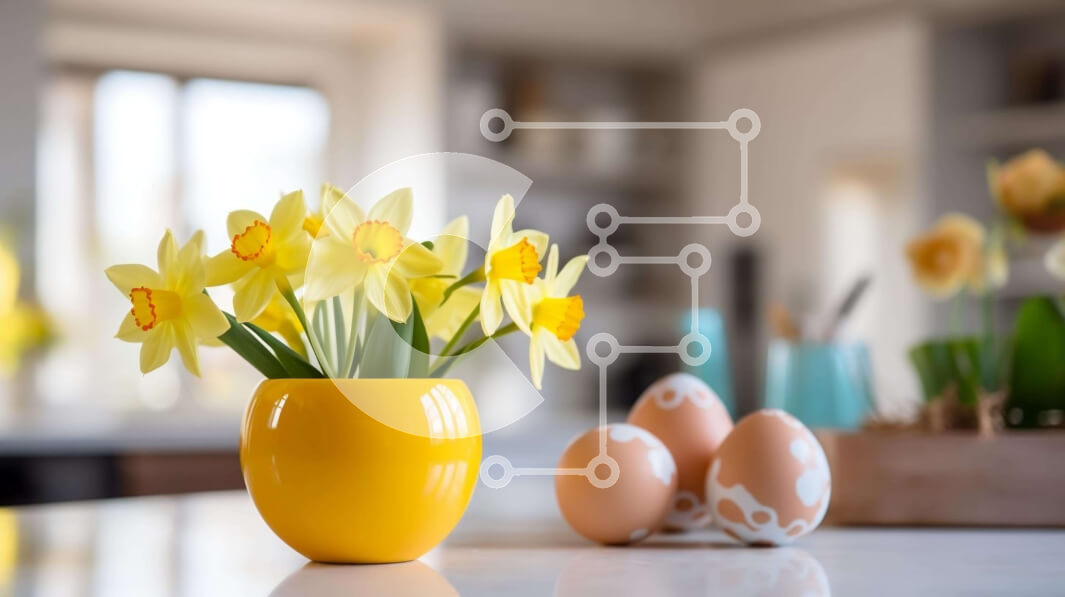 Intra Συλλεκτικό Ξύλινο Παζλ Plywood  4mm - Πασχαλινό βάζο με ασφόδελους και αυγά Σε Ξύλινο Κουτί - Διαστάσεις: 10x10 cm – 25 κομμάτια