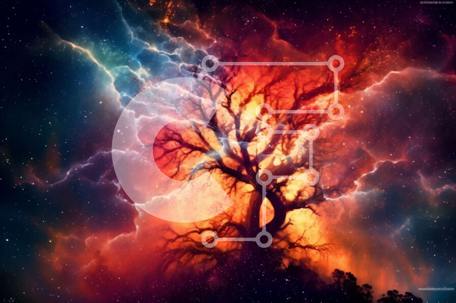 Intra Συλλεκτικό Ξύλινο Παζλ Plywood  4mm - Σουρεαλιστική και ονειρική εικόνα ενός δέντρου σε έναν θυελλώδη ουρανό Σε Ξύλινο Κουτί - Διαστάσεις: 10x10 cm – 25 κομμάτια