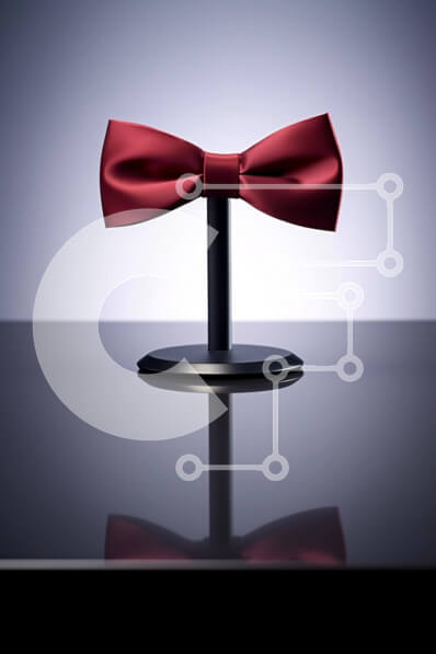 Intra Συλλεκτικό Ξύλινο Παζλ Plywood  4mm - Κομψό κόκκινο παπιγιόν με μαύρο σταντ Σε Ξύλινο Κουτί - Διαστάσεις Puzzle: 10x10 cm – 25 κομμάτια