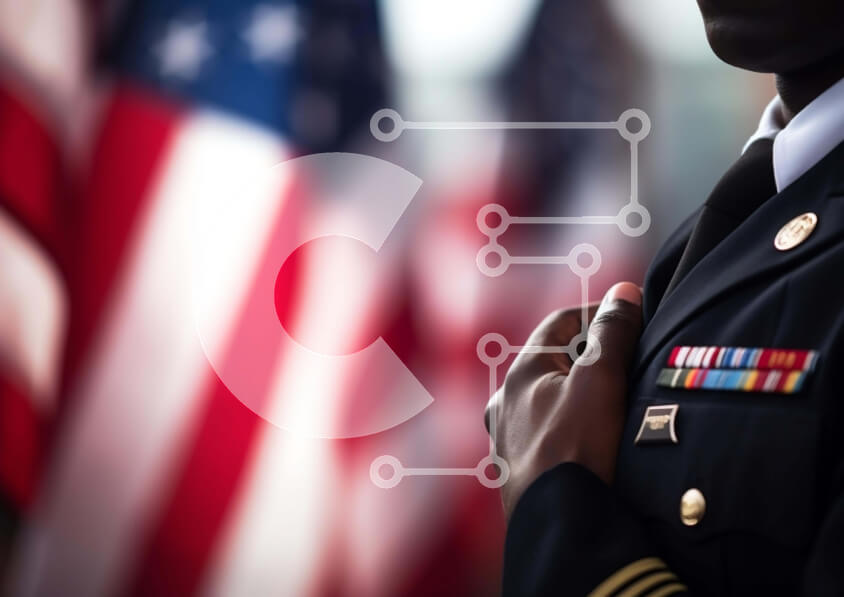 Intra Συλλεκτικό Ξύλινο Παζλ Plywood  4mm - Πατριωτικός στρατιωτικός με αμερικανικές σημαίες Σε Ξύλινο Κουτί - Διαστάσεις Puzzle: 10x10 cm – 25 κομμάτια