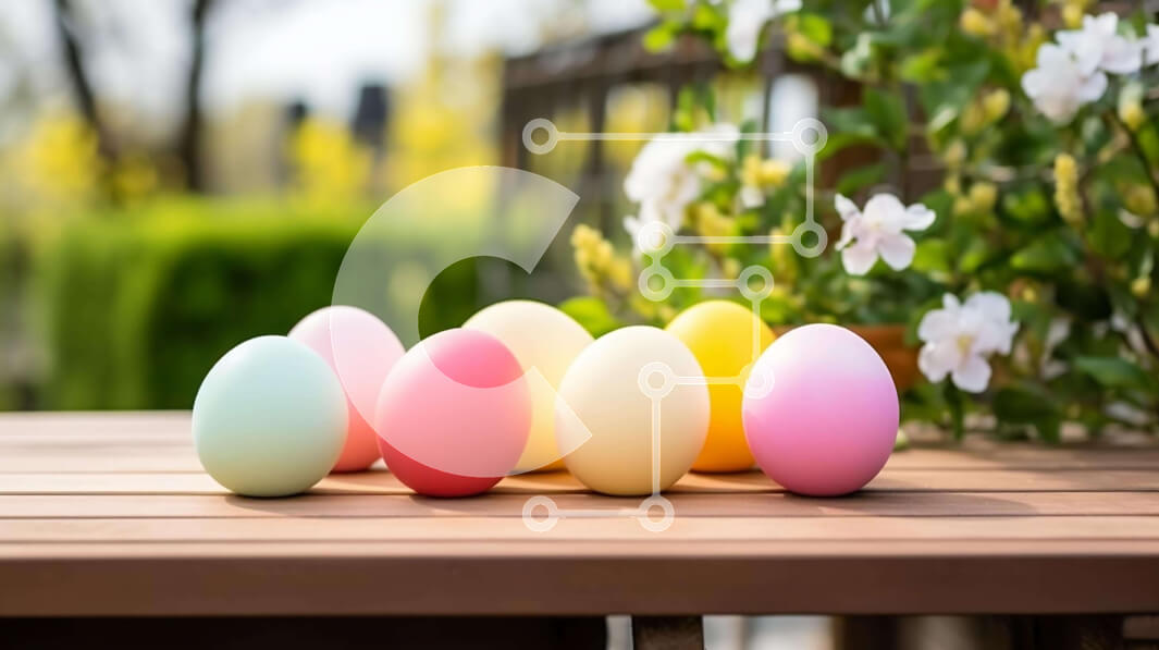 Intra Συλλεκτικό Ξύλινο Παζλ Plywood  4mm - Πολύχρωμα Πασχαλινά αυγά σε ένα ξύλινο τραπέζι Σε Ξύλινο Κουτί - Διαστάσεις: 10x10 cm – 25 κομμάτια