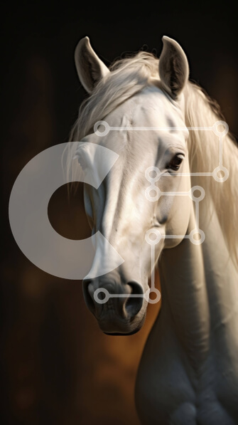 Σετ των 2 Intra Συλλεκτικό Ξύλινο Παζλ Plywood  4mm - Όμορφο λευκό άλογο με μακριά χαίτη και ουρά Σε Ξύλινο Κουτί - Διαστάσεις: 10x10 cm – 25 κομμάτια