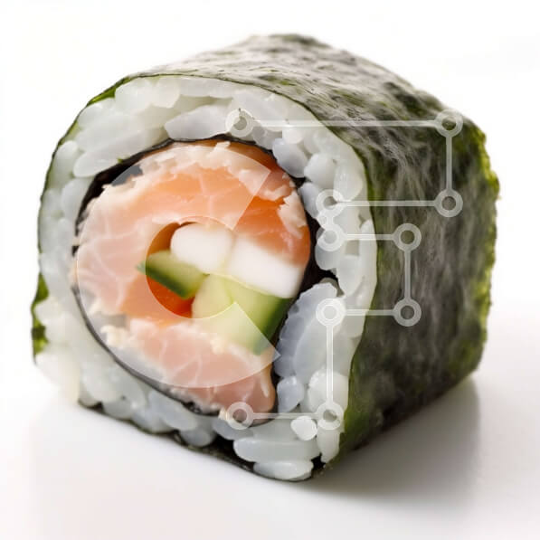 Σετ των 2 Intra Συλλεκτικό Ξύλινο Παζλ Plywood  4mm - Νόστιμο ρολό σούσι με φρέσκο ​​σολομό, αγγούρι και αβοκάντο Σε Ξύλινο Κουτί - Διαστάσεις: 10x10 cm – 25 κομμάτια