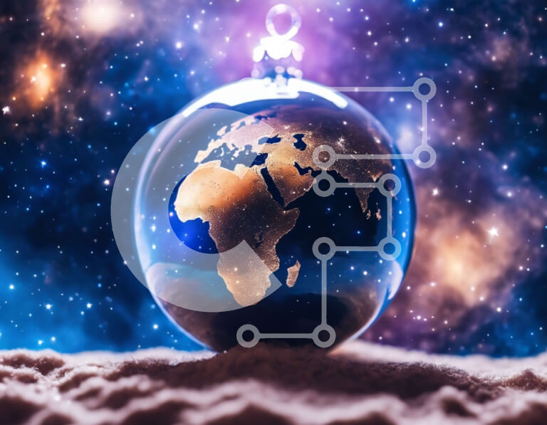 Intra Συλλεκτικό Ξύλινο Παζλ Plywood  4mm - Σφαίρα με τη μορφή της γης στα σύννεφα και τα αστέρια Σε Ξύλινο Κουτί - Διαστάσεις Puzzle: 10x10 cm – 25 κομμάτια