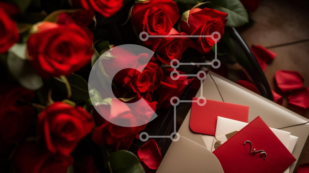 Intra Συλλεκτικό Ξύλινο Παζλ Plywood  4mm - Ρομαντικό μπουκέτο με κόκκινα τριαντάφυλλα με φάκελο για την ημέρα του Αγίου Βαλεντίνου Σε Ξύλινο Κουτί - Διαστάσεις: 10x10 cm – 25 κομμάτια