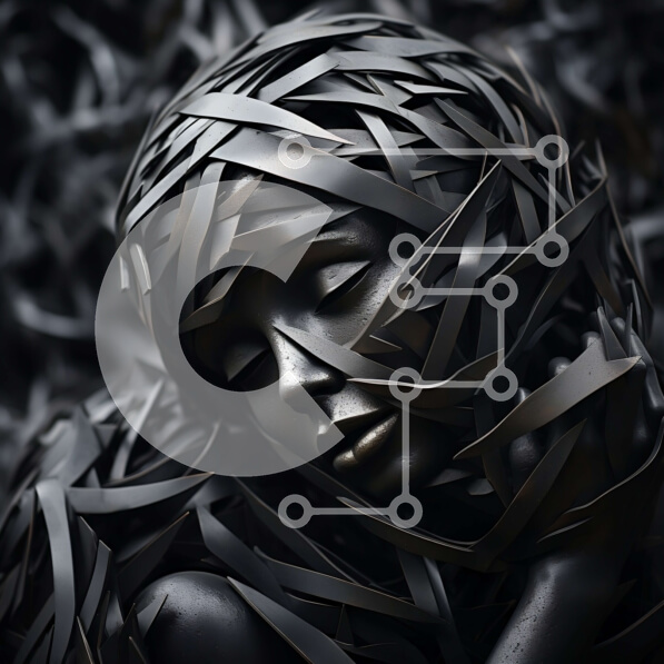 Σετ των 2 Intra Συλλεκτικό Ξύλινο Παζλ Plywood  4mm - Κοντινό πλάνο του γυναικείου προσώπου σε μαύρο και άσπρο Σε Ξύλινο Κουτί - Διαστάσεις: 10x10 cm – 25 κομμάτια