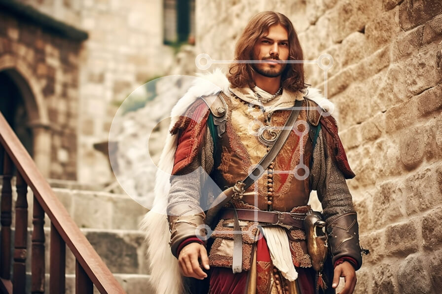 Intra Συλλεκτικό Ξύλινο Παζλ Plywood  4mm - Μεσαιωνικός άνδρας με φορεσιά σε πέτρινη σκάλα με καμάρες Σε Ξύλινο Κουτί - Διαστάσεις Puzzle: 10x10 cm – 25 κομμάτια