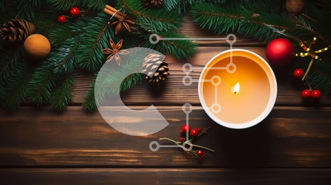 Intra Συλλεκτικό Ξύλινο Παζλ Plywood  4mm - Γιορτινό κερί με χριστουγεννιάτικα στολίδια σε ξύλινο τραπέζι Σε Ξύλινο Κουτί - Διαστάσεις: 10x10 cm – 25 κομμάτια