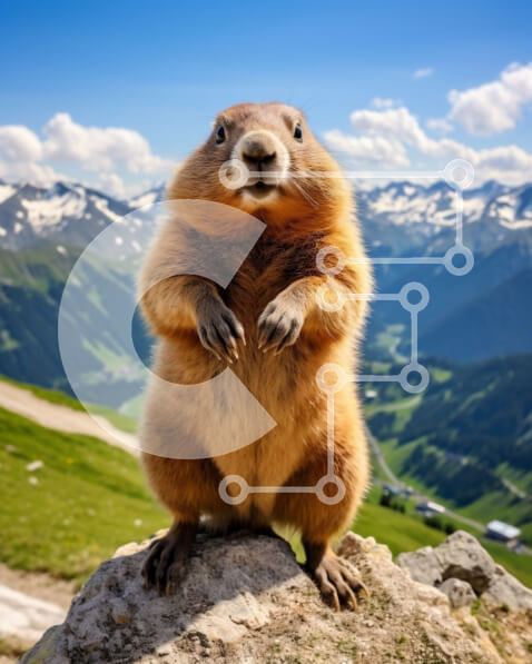 Intra Συλλεκτικό Ξύλινο Παζλ Plywood  4mm - Εκπληκτική εικόνα ενός Groundhog σε ένα ορεινό τοπίο Σε Ξύλινο Κουτί - Διαστάσεις: 10x10 cm – 25 κομμάτια